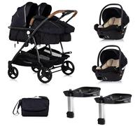 DUO SMART Poussette jumeaux ou enfants rapprochés largeur 79 cm Noir + 2 cosy i-Size noir avec base Isofix