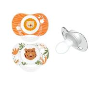 Duo Sucettes Anatomiques Lion/Tigre +18 Mois Avec Anneau Multicolore