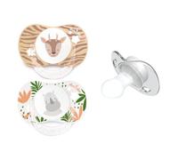 Duo sucettes physiologiques Antilope / Rhinocéros 6-18 mois avec anneau…