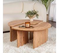 Duo Tables Basses Rondes AZUS Emboîtables Pin Atlantique 90cm | S'unit en un seul ensemble ou se sépare en deux éléments indépendants selon l'espace
