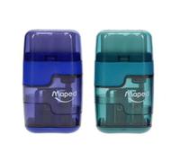 Duo Taille-Crayon Gomme MAPED Connect translucide bleu ou vert