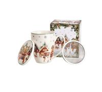 Duo Tasse à thé avec passoire et couvercle Motif village de Noël 0,36 l
