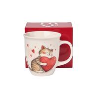 Duo Tasse en porcelaine avec cœur en forme de chat - 0,65 l