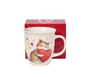 Duo Tasse en porcelaine avec cœur en forme de chat - 0,65 l