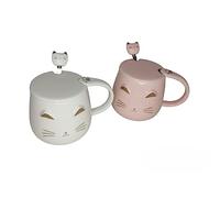 DUO TASSES CHAT KAWAII - ROSE et BLANC - Avec Couvercle et Cuillère …