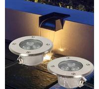 DUOAZJL 2PCS Spot LED Encastrable Exterieur IP68 Étanche Corps en Acier Inoxydable Utilisé pour Trottoir Extérieur, Terrasse, Jardin, Parc(Warm White,3w(AC24v))