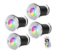 DUOAZJL 4PCS Lumière Jardin Enterré - Spot Encastrable LED Exterieur, 3W Spot Encastrable Au Sol LED RGB Extérieur, 12V-24V Au Sol Spots, IP67 Lampadaire Pour Encastrable De Jardin