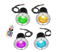 DUOAZJL 4PCS Lumière Jardin Enterré - Spot Encastrable LED Exterieur, 3W Spot Encastrable Au Sol LED RGB Extérieur, 12V-24V Au Sol Spots, IP67 Lampadaire pour Encastrable De Jardin