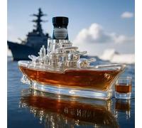 DUOAZJL Bouteille de Whisky en Forme de Bateau 300 ML Carafe en Verre 3D créative sur Le thème de la Voiture, Articles de Bar soufflés à la Main, décoration de Bar, Cadeau(A)