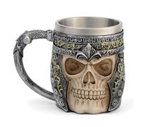 DUOAZJL Chope à bière Viking en résine avec tête de mort - Tasse à café ou à thé - Cadeau idéal pour homme, idéal pour la Saint Valentin