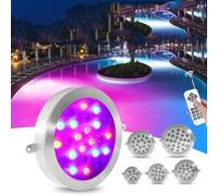 DUOAZJL Éclairage Submersible RGB pour Fontaine, Applique Murale LED pour Piscine, Spot encastré étanche IP68 12 V, éclairage paysager en Acier Inoxydable(9W(12v))