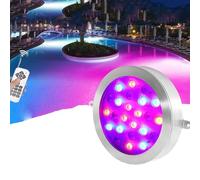 DUOAZJL Éclairage Submersible RGB pour Fontaine, Applique Murale LED pour Piscine, Spot encastré étanche IP68 12 V, éclairage paysager en Acier Inoxydable(15W(12v))