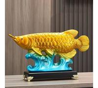DUOAZJL Grande Statue de Poisson Feng Shui, Figurine de Collection, décoration pour la Maison ou Le Bureau, Ornement Porte-Bonheur(Gold)