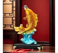 DUOAZJL Grande Statue de Poisson Feng Shui, Figurine de Collection, décoration pour la Maison ou Le Bureau, Ornement Porte-Bonheur(Gold)