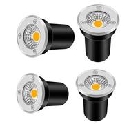 DUOAZJL Lot de 4 Spots LED Ronds d'extérieur 3 W, éclairage de puits Souterrain, Mini projecteur de Paysage COB, éclairage de Paysage étanche IP67, éclairage de Jardin à Gradins(Green,3W(12-24v))