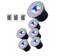 DUOAZJL Lot de 6 Lampes Submersibles à LED, étanches IP68, à Changement de Couleur, Spot encastré Rond, éclairage de Bassin sous-Marin RVB, pour Jardin et Piscine(3W(AC12V))