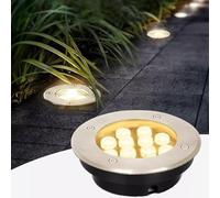 DUOAZJL Lumière Jardin Enterré - Spot Encastrable LED Exterieur, Couvercle en Verre trempé AC85-265V, éclairage Chemin Rond Ultra-Mince, étanche en Acier Inoxydable IP67(Blue,12W(85-265v))