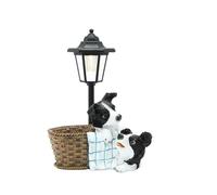 DUOAZJL Statue Décorative - Jardin Solaire, Ferme De Campagne, Border Collie avec Lumière, Décorations Extérieures, Statue Animale pour Patio, Cour, Pelouse, Allée, Ornements, Cadeaux De Liquidation