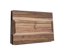DuoBlock™ Bloc à couteaux et planche à découper 2 en 1 - Porte-couteaux magnétique en bois d'acacia certifié FSC, peu encombrant et hygiénique - Avec planche à découper avec rainure à jus