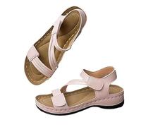 DUOCHSUA Sandales de pêcheur d'été pour femmes, sandales de marche orthopédiques larges avec sangle de cheville réglable, chaussures légères et respirantes, rose, 40 EU