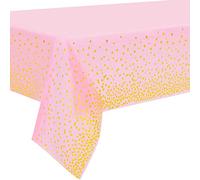 Duocute 2PCS Nappe de Table de Fête Rose et Or Jetable pour Table Rectangulaire, Couverture de Table Confettis Dorés, pour Bachelorette, Anniversaire de Fille, Fête de Naissance, 137 cm x 274 cm