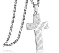 DuoDiner Panier de Pâques - Collier avec croix de 61 cm pour homme, garçon, enfant, pendentif drapeau américain, baptême, religieux, première communion, bijoux cadeaux, _Philippians 4:13, Acier