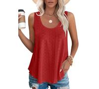 DUOEASE Débardeur Femme Chic et élégant col Rond 2024 Ete Hauts sans Manche（Rot,M）