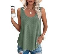 DUOEASE Débardeur Femme Chic et élégant col Rond 2024 Ete Hauts sans Manche(Vert,M)