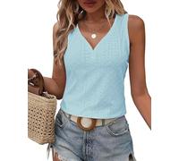 DUOEASE Debardeur Femme Col V 2025 Respirant sans Manches Top Femme Ete Basiqu Haut Femme Sexy Bleuciel-2XL