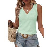 DUOEASE Debardeur Femme Col V 2025 Respirant sans Manches Top Femme Ete Basiqu Haut Femme Sexy Vertmenthe-L