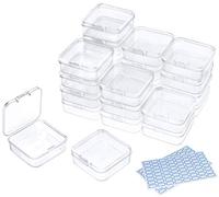 DUOFIRE Petite Boite Rangement Plastique, 24 Pièces, 5,3 x 5,3 x 2 | Boite Plastique Transparente,Boite Rangement Perle de Conteneurs avec Couvercles pour Perles, Travaux Manuels, Bijoux