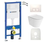 Duofix Basic élément de bâti-support + WC suspendu Galve blanc sans rebord + plaque de commande Delta 25 Bouton blanc Set complet