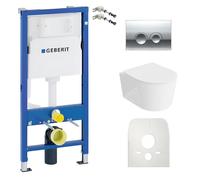 Duofix Basic élément de bâti-support + WC suspendu Loso blanc sans rebord + plaque de commande Delta 25 | Bouton chromé |Set complet