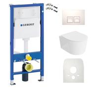 Duofix Basic élément de bâti-support + WC suspendu Loso blanc sans rebord + plaque de commande Delta 25 Bouton blanc Set