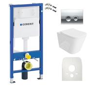 Duofix Basic élément de bâti-support + WC suspendu Maio blanc sans rebord + plaque de commande Delta 25 Bouton chromé Set complet