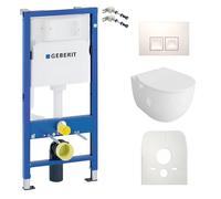 Duofix Basic élément de bâti-support + WC suspendu Mondo blanc sans rebord + plaque de commande Delta 25 | Bouton blanc |Set complet