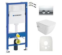 Duofix Basic élément de bâti-support + WC suspendu Parana blanc sans rebord + plaque de commande Delta 25 |Bouton chromé|Set complet