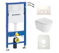 Lavita Duofix Praia Basic Ensemble WC encastré avec élément de chasse d'eau + abattant WC + panneau de commande Delta 25 - Bouton blanc - Kit complet encastré pour WC