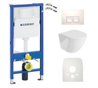 Duofix Basic élément de bâti-support + WC suspendu Sofi blanc sans rebord + plaque de commande Delta 25 Bouton blanc Set