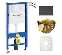 Duofix Basic élément de bâti-support + WC suspendu Sofi Slim Golden Eye sans rebord + plaque de commande Delta 25 | Bouton noir