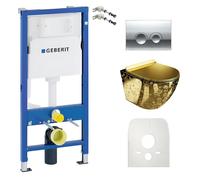 Duofix Basic élément de bâti-support + WC suspendu Sofi Slim Golden Eye sans rebord + plaque de commande Delta 25 |Bouton chromé|Kit