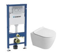 Duofix Pack WC bâti-support 112 cm + WC suspendu sans bride Ceramia avec abattant SoftClose + plaque chrome (GEBCEPXWT03-FR)