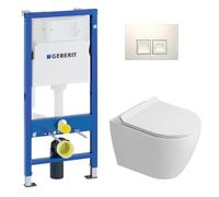 Duofix pack WC bâti-support UP100 + WC suspendu sans bride Ceramia avec abattant SoftClose + plaque blanche (GEBCEPXWT07-FR)