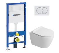 Duofix pack WC bâti-support UP100 + WC suspendu sans bride Ceramia avec abattant SoftClose + plaque blanche (GEBCEPXWT01FR-FS)