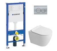 Duofix pack WC bâti-support UP100 + WC suspendu sans bride Ceramia avec abattant SoftClose + plaque chrome mat (GEBCEPXWT06-FR)