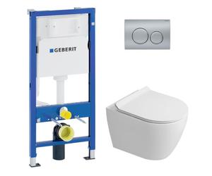 Duofix pack WC bâti-support UP100 + WC suspendu sans bride Ceramia avec abattant SoftClose + plaque chrome mat (GEBCEPXWT06-FR)