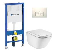 Duofix pack WC bâti-support UP100 + WC suspendu sans bride Roca avec abattant SoftClose + plaque blanche (GEBROGAWR03-FR)