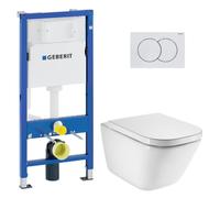 Duofix pack WC bâti-support UP100 + WC suspendu sans bride Roca avec abattant SoftClose + plaque blanche (GEBROGAWR02-FR)