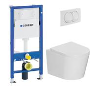 Duofix UP100 Pack WC bâti + WC suspendu sans bride avec abattant SoftClose Ceramia + plaque blanche (GEBCE14WT02MAN-FR)