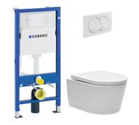 Duofix UP100 Pack WC bâti + WC suspendu sans bride avec abattant SoftClose Swiss Aqua Technologies + plaque (GEBSTBRWR02MAN-FR)